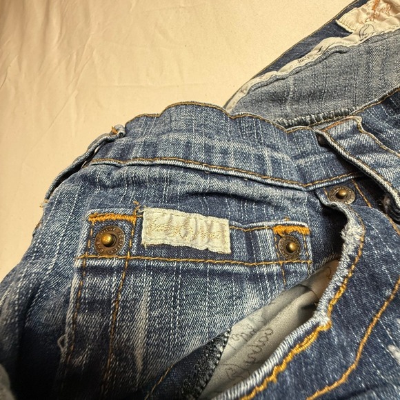 Baby Phat Women's Jeans Size 18 Flare Bootcut Blue Denim Stretch Y2K Distressed - Picture 7 of 12